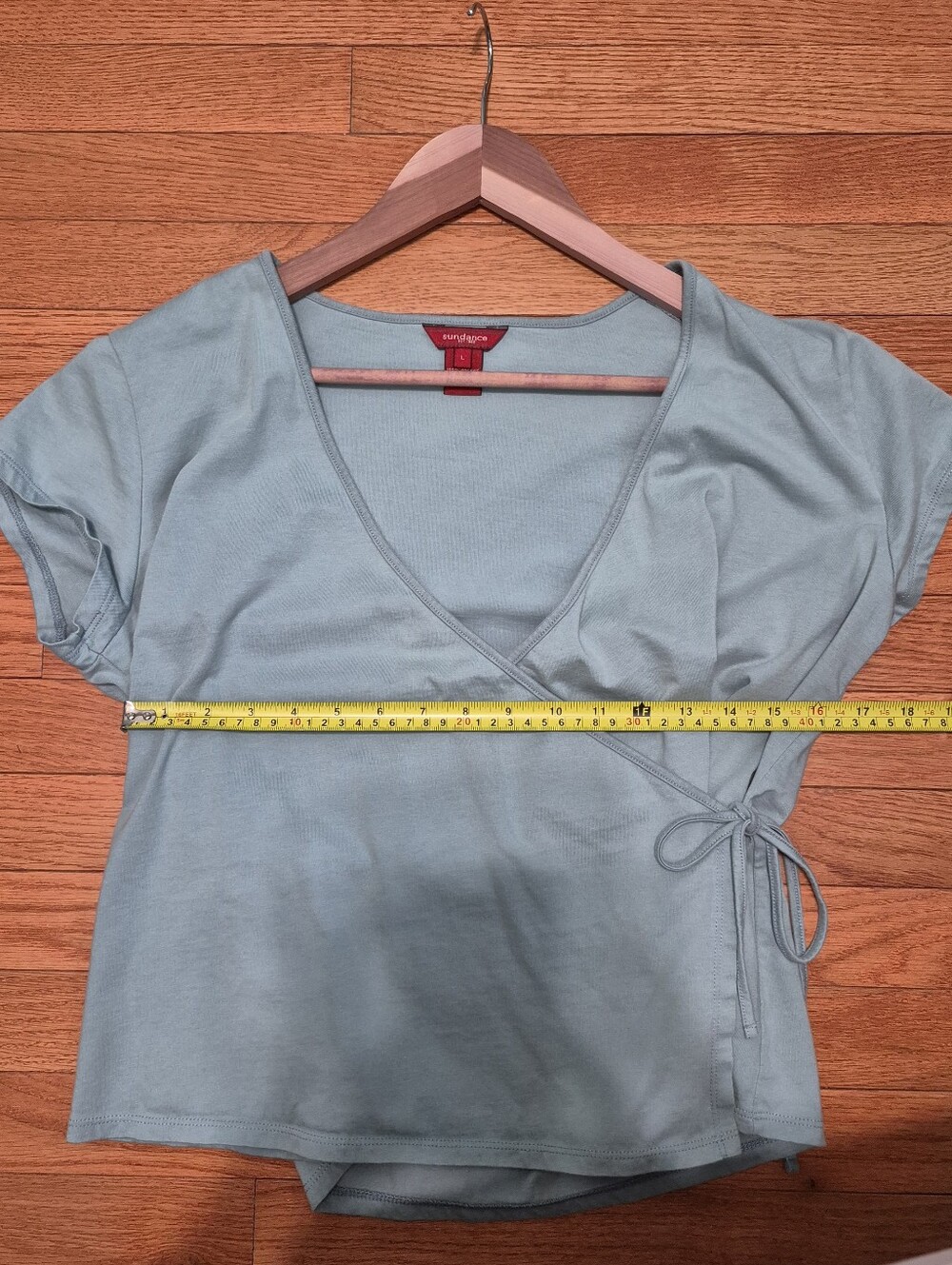 EUC - Organic Cotton Sundance Wrap Top in Light Blue - Picture 5 of 7